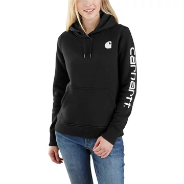 102791 - Carhartt Clarksburg Sleeve Logo Női Kapucnis Pulóver - Fekete, XS - munkaruha - védőöltözet