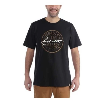 104105 - Carhartt Workwear Detroit Born Logo Rövid Ujjú Póló - Fekete, XS - munkaruha - védőöltözet