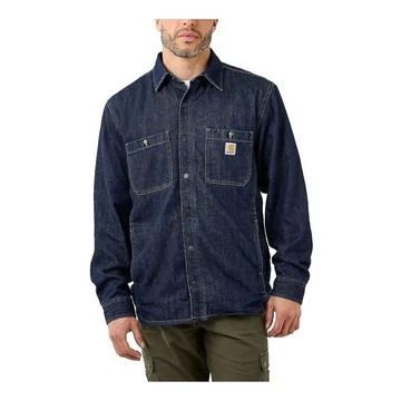 105605 - Carhartt Relaxed Fit bélelt farmer ingkabát - S, Sötét farmerkék - munkaruha - védőöltözet