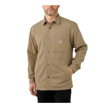 105532 - Carhartt Rugged Flex Rekaxed Fit Canvas bélelt ingkabát - Sötét keki, S - munkaruha - védőöltözet