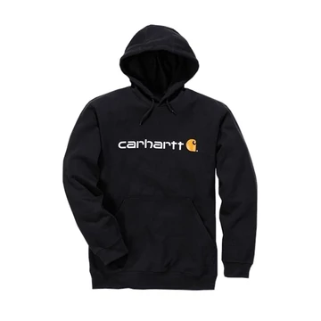 100074 - Carhartt Signature Logo Kapucnis Pulóver - Fekete, XS - munkaruha - védőöltözet