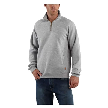 K503 - Carhartt Rész-Cipzáras Pulóver - Világosszürke, XXL - munkaruha - védőöltözet