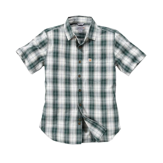 102548 - Carhartt Slim Fit Plaid Rövid Ujjú Ing - Zöld, S - munkaruha - védőöltözet