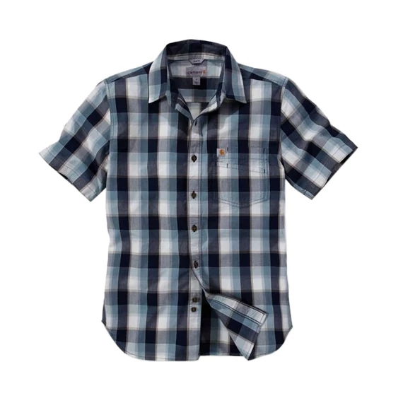103010 - Carhartt Slim Fit Plaid Rövid Ujjú Kockás Ing - S, Sötétkék - munkaruha - védőöltözet