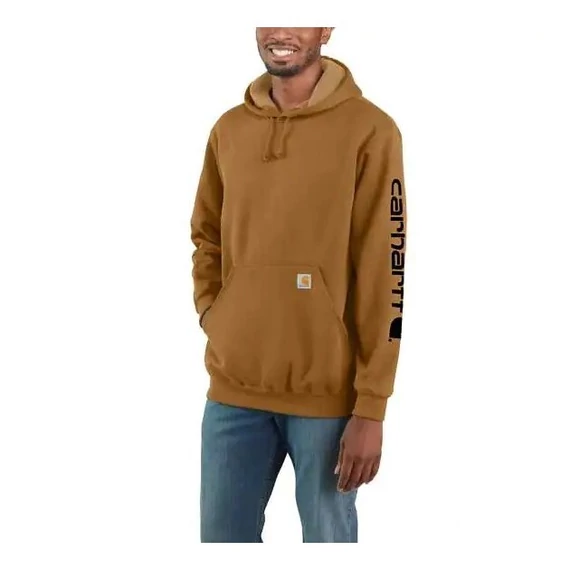 K288 - Carhartt Logo Kapucnis Pulóver - Barna, XL - munkaruha - védőöltözet